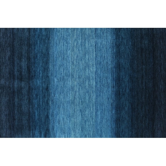 Ahgly Company Machine Washable Indoor Rectangle Contemporary Deep-Sea Blue Area Rugs, 3' x 5'