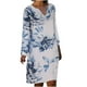 thumbnail image 1 of Vestido largo hasta la rodilla con cuello en V y manga larga con estampado cómodo e informal a la moda para mujer Pompotops  hdfakjf3074, 1 of 8