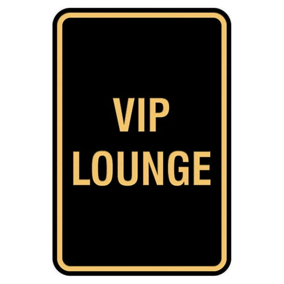 Portrait Round Vip Lounge Sign (Black Gold) - Medium 5" x 7"