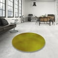 thumbnail image 4 of Ahgly Company Machine Washable Indoor Round Transitional Dark Yellow Green Area Rugs, 3' Round, 4 of 7