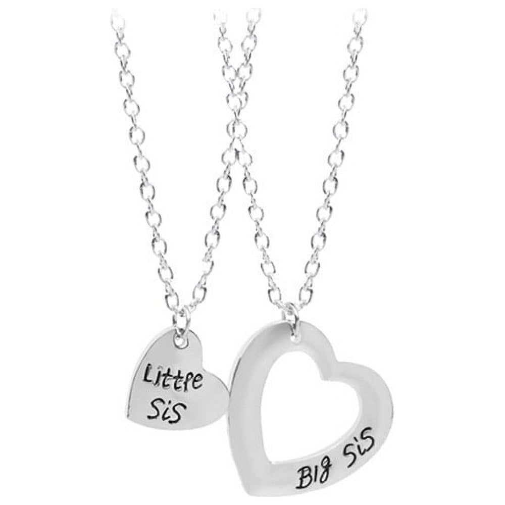 2pcs Sister Necklace Matching Little Sister Big Sister Pendant Necklace Set