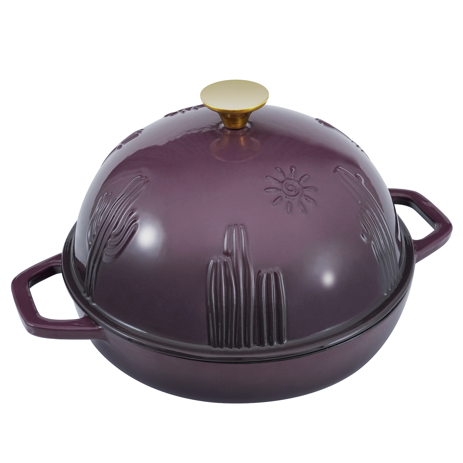 Flavehc Cast Iron Bread Oven with Dome Lid, Magenta photo 2