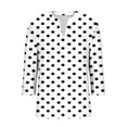 thumbnail image 5 of Women's V Neck Three Quarter Sleeve T-Shirt Tops Blouses Polka Dot Solid Color Loose Fit Casual Daily Wear Work Office Vacation Fashion Essential Gift for Women | CSEONE,White L, 5 of 9