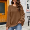 thumbnail image 3 of Patlollav Pntutb Womens Loose Lazy Style Bottom Round Neck Knit Tops, 3 of 7