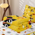thumbnail image 5 of Homewish Cheerful Halloween Style Zipper Queen Comforter Set with Fitted Sheet and 2 Pillowcases,Witch Hat Skull Pumpkin Candy Spider Pattern Zipper Bedding Set,Halloween Reversible,4 Pieces, 5 of 7