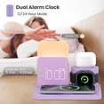 thumbnail image 3 of ANTBOOK Magnetic Charging Station Compatible for iPhone, Apple Watch, AirPods with Alarm Clock,Night Light Bedside Purple, 3 of 7