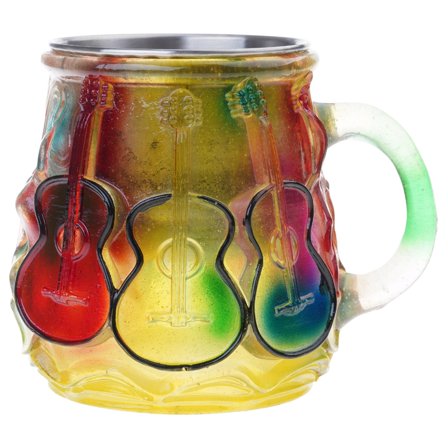 Glass Guitar Art Mug Personality Office Coffee Drinking Cup Ergonomic Handle Drinkware for Household