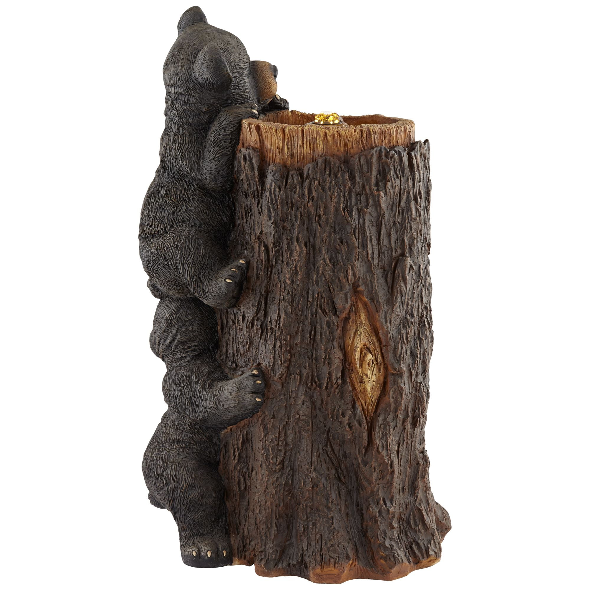 Bear Cubs on Log 28 1/2" High Large Rustic Indoor Outdoor Decor Resin Floor Fountain with Light LED Bubbler