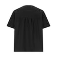 thumbnail image 5 of HOMBOM Tops for Women Cotton Linen Short Sleeve Tee Shirts Casual Button Summer Crewneck Solid Color Ladies T Shirts, 5 of 7