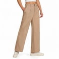 thumbnail image 3 of HCYSFG Girls Back To School Uniform Pants High Waisted Pleated Wide Leg Button Front Side Pockets Preppy Dress Slacks Classroom Bottoms, 3 of 7