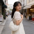thumbnail image 4 of Bolso de mano con cadena de perlas | Bolso de hombro de ganchillo para mujer | Bolso cruzado versátil | Bolso de noche bohemio | Asa de cuero hecha a mano | Ligero para uso diario, 4 of 6
