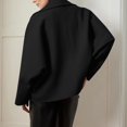 thumbnail image 4 of Womens Cropped Wool Blend Coats Fashion Single Breasted Long Sleeve Short Jacket Peacoat Fall Winter Outwear Overcoat, 4 of 5