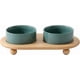 thumbnail image 1 of Ceramic Elevated Cat Food and Water Bowl, Kitty Bowl, Raised Cat Dish, Cat Feeder (2 x DARK Green + Stand), 1 of 3