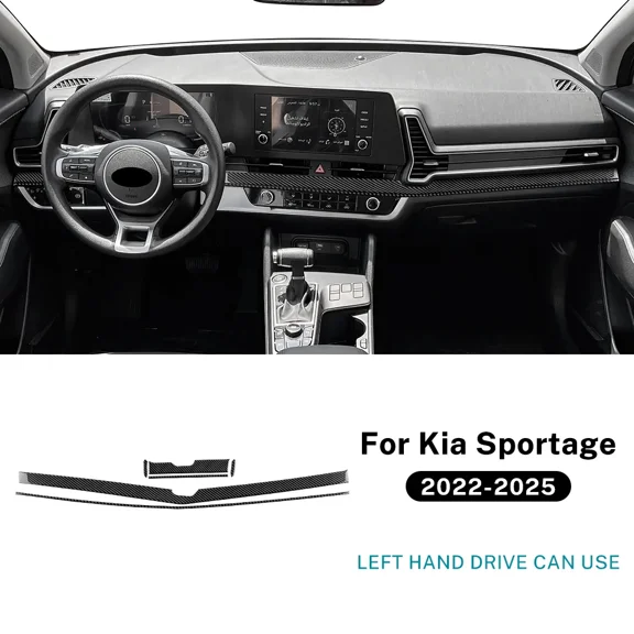 For Kia Sportage 2022 2023 2024 2025 LHD RHD Car Instrument Strip Panel Interior Accessories Real Soft Carbon Fiber Sticker.