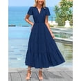 thumbnail image 2 of Vestido PRETTYGARDEN para mujer, midi, cuello en V, cuello en V, volantes y bolsillos, 2 of 7