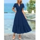 thumbnail image 2 of Vestido PRETTYGARDEN para mujer, midi, casual, con cuello en V y bolsillo, 2 of 9