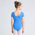 thumbnail image 7 of Round Neck Dance Leotard for Girls, Solid Color Short Sleeve Practice Jumpsuit for 3-15 Years, 7 of 7