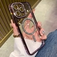 Bling Glitter Diamond Ring Stand Case For IPhone 15/16/14/13/12/11 - Clear Back, Magnetic