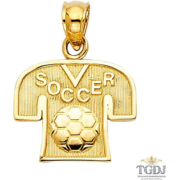 TGDJ 14K Real Gold Soccer Jersey Pendant