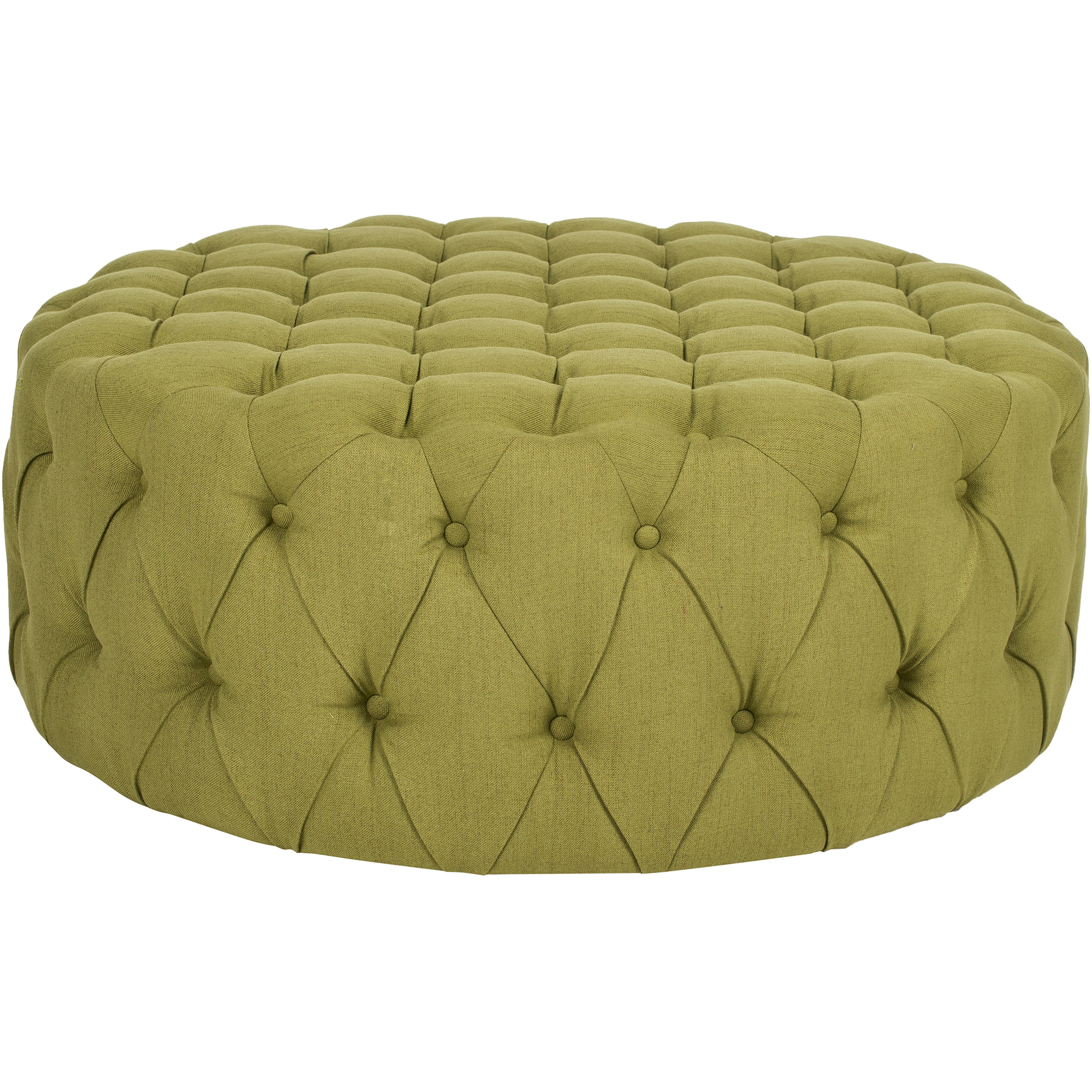 SAFAVIEH Charlene Modern Glam Solid Tufted Cocktail Ottoman, Sweet Pea Green