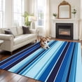 thumbnail image 3 of Area Rug 60×96in, Abstract Modern Blue Stripes Floor Carpet Living Room Rug, Mexican Geometric Lines Non-Slip Welcome Mat Indoor Rugs for Bedroom Dining Room, 3 of 9