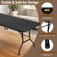 thumbnail image 4 of ZENY Outdoor Folding Table 96" x 29" Heavy Duty HDPE Plastic Top, Portable Rectangular Banquet Table with Secure Locking, 350 lbs Capacity, No Assembly Required, Black, 4 of 8