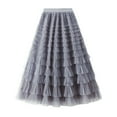 thumbnail image 2 of IROINNID tail Elastic Waist Skirt For Women Ruffled Mesh Skirt High Waist Prom Poached Skirt Half Skirt Solid Color Skirt, 2 of 7