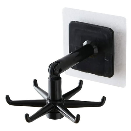 

TKing Fashion Folding Hook 360° Rotating Self-Adhesive Kitchen Hooks Wall Shelf Storage Hook - Black