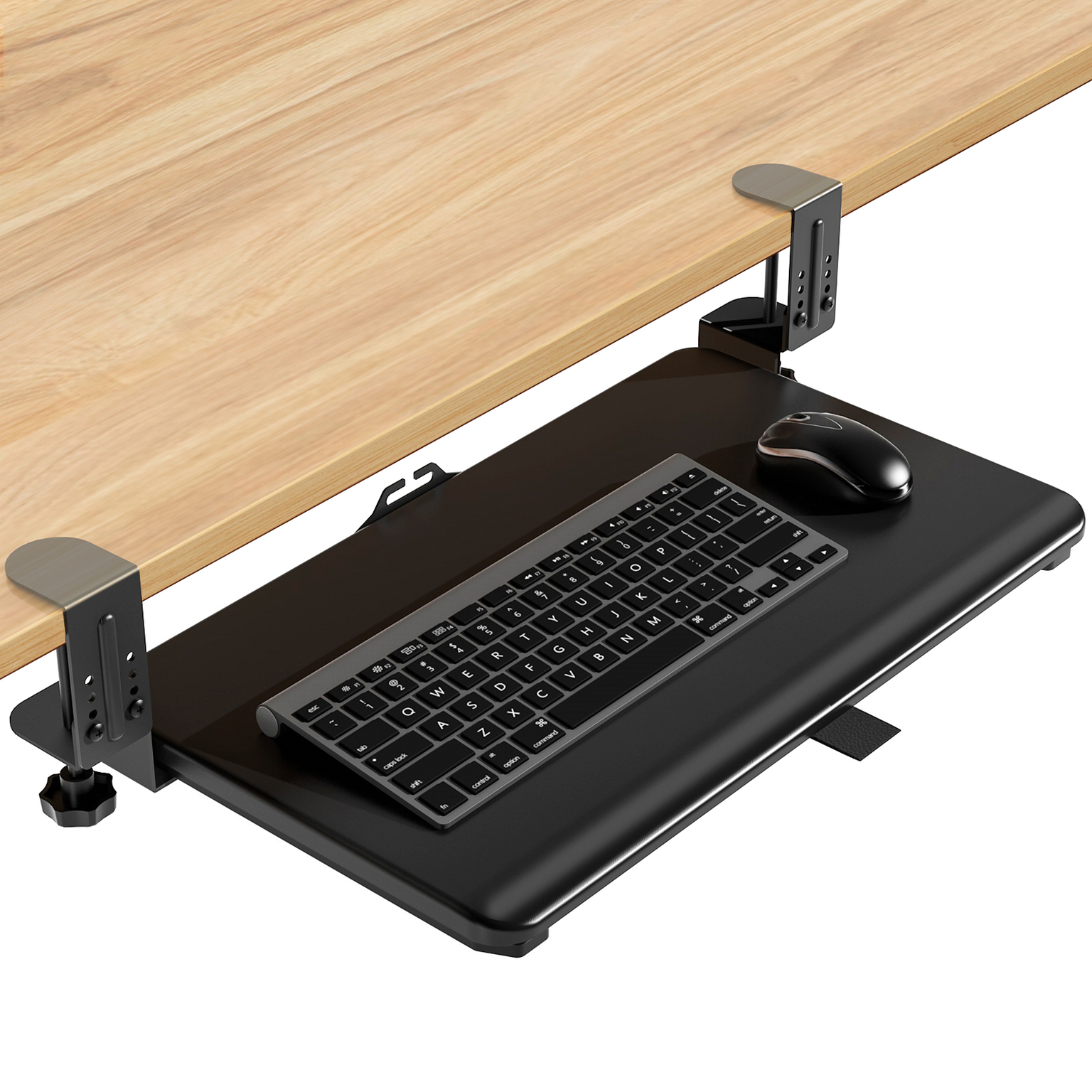 TAVR Furniture Adjustable Keyboard Tray Under Desk Pull Out with C-Clamp, 20x13 inch Keyboard & Mouse Tray, Black