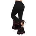 thumbnail image 6 of BiZtdJrK Women's Ruffle Hem Flare Pants High Waisted Bell Bottom Gothic Trouser Pull On Punk Clubwear Halloween Costume, Black, XL, 6 of 10