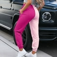 thumbnail image 5 of BiZtdJrK Sweatpants for Women Casual Drawstring High Waisted Harem Trousers Sporty Gym Jogger Pants Trendy Color Block Cinch Bottoms with Pockets Hot Pink XL, 5 of 8
