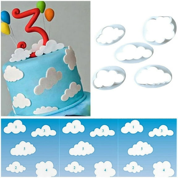 5PCS/Set Cloud Shape Cookie Cutter Custom Made 3D Printed Fondant Biscuit Mold