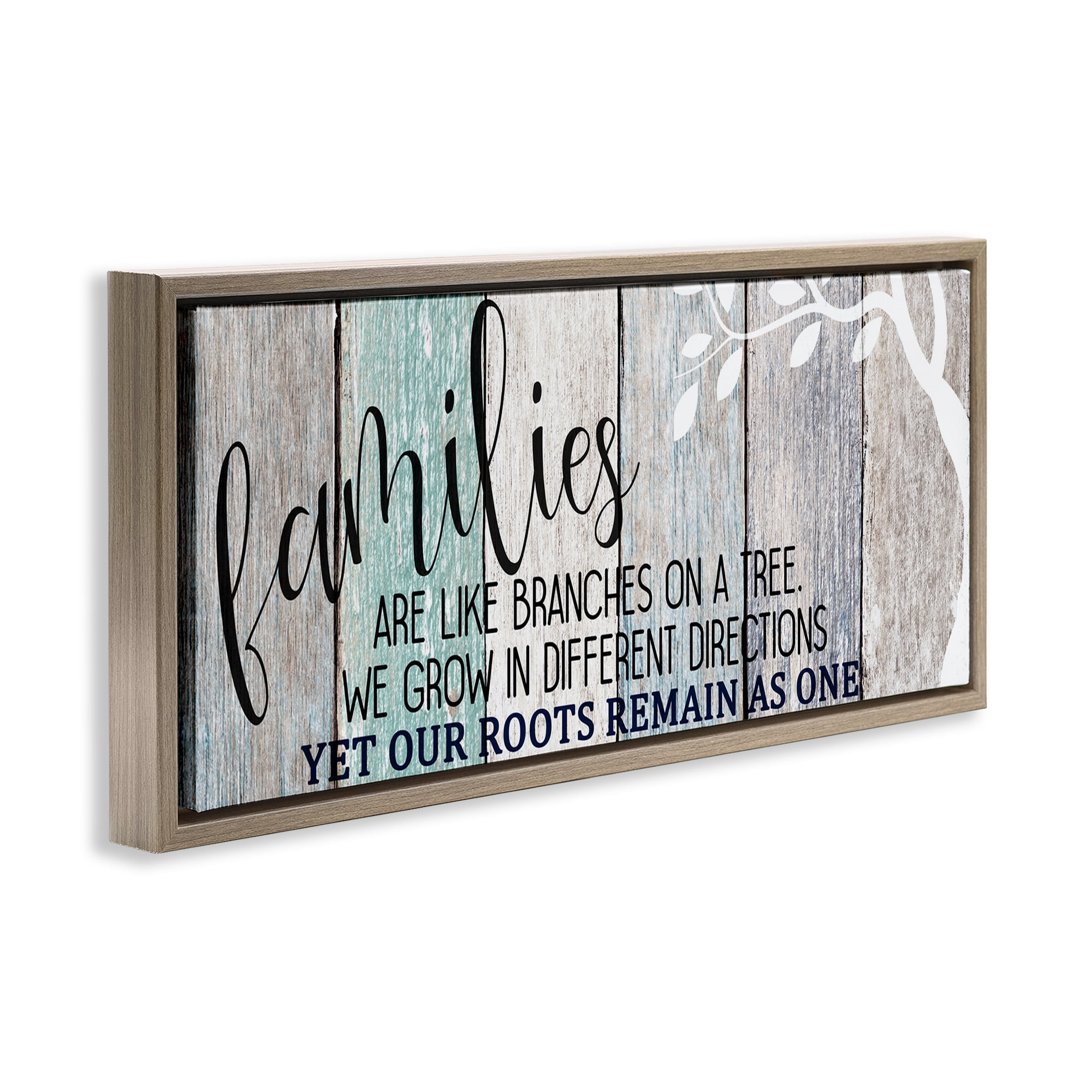 Stupell Industries Inspirational Families are Branches Quote Typography Painting Brown Floater Framed Canvas Art Print Wall Art, 25 x 11