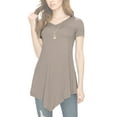thumbnail image 4 of Made by Johnny Women's V-Neck Asymmetrical Tunic Top XXL TAUPE, 4 of 6