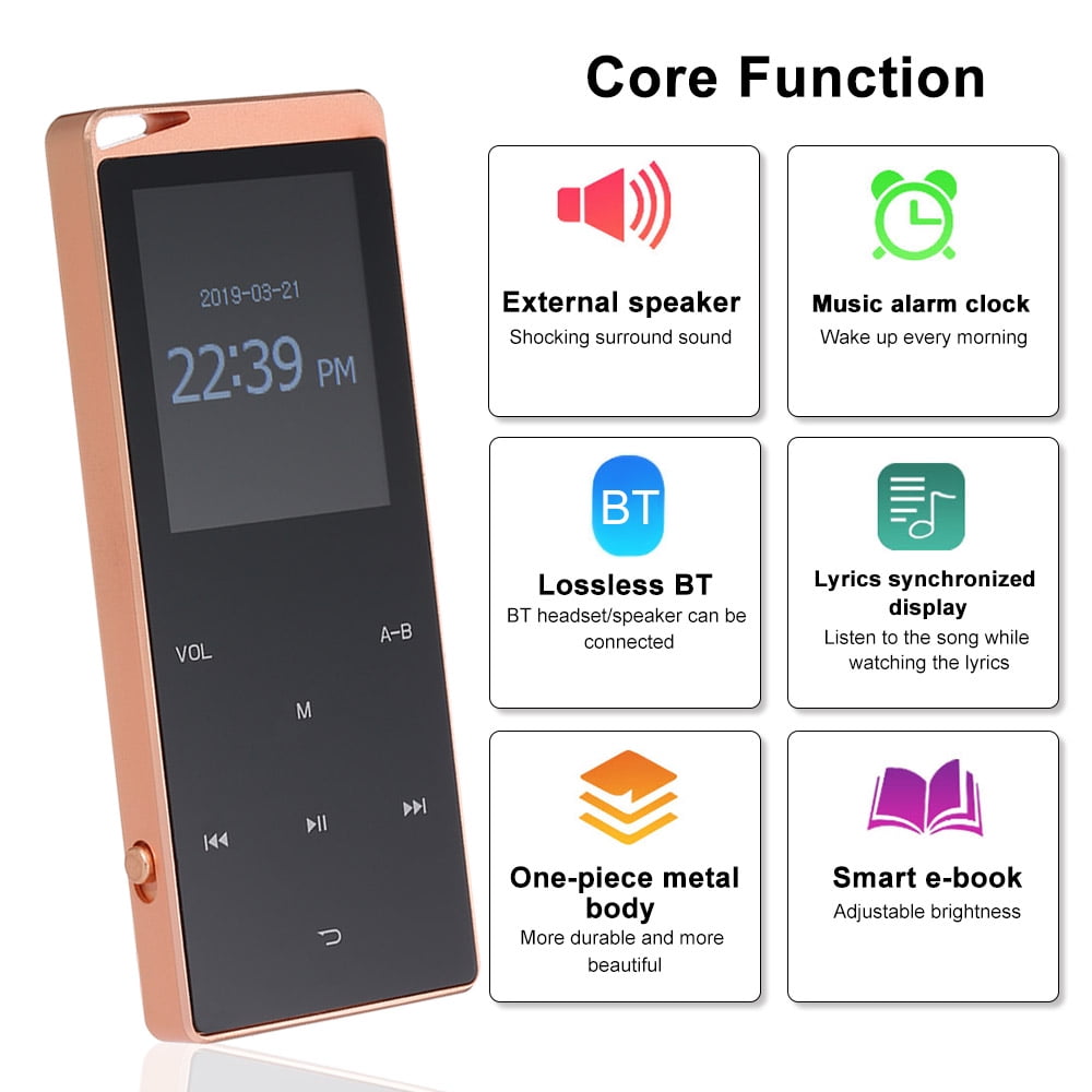 8gb Mp3 Player Portable Ultra Thin Digital Music Player Tf Card Slot Touch Button Fm Radio Support Bt Function With 3 5mm Headphones Luxury Metal Shell Rechargeable Battery Walmart Com Walmart Com
