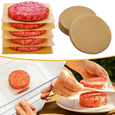 

Ludlz 200Pcs Burger Patty Paper Meat Separator Waterproof Oil-proof Square/Round Wax Paper Multipurpose Disposable Hamburger Sheets BBQ Meat Press Paper Kitchen Supplies