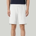 thumbnail image 2 of Men's Casual Shorts Solid Breathable Elastic Waist Side Pockets Soft Lightweight Fabric Relaxed Fit Summer Fashion Shorts White L, 2 of 6