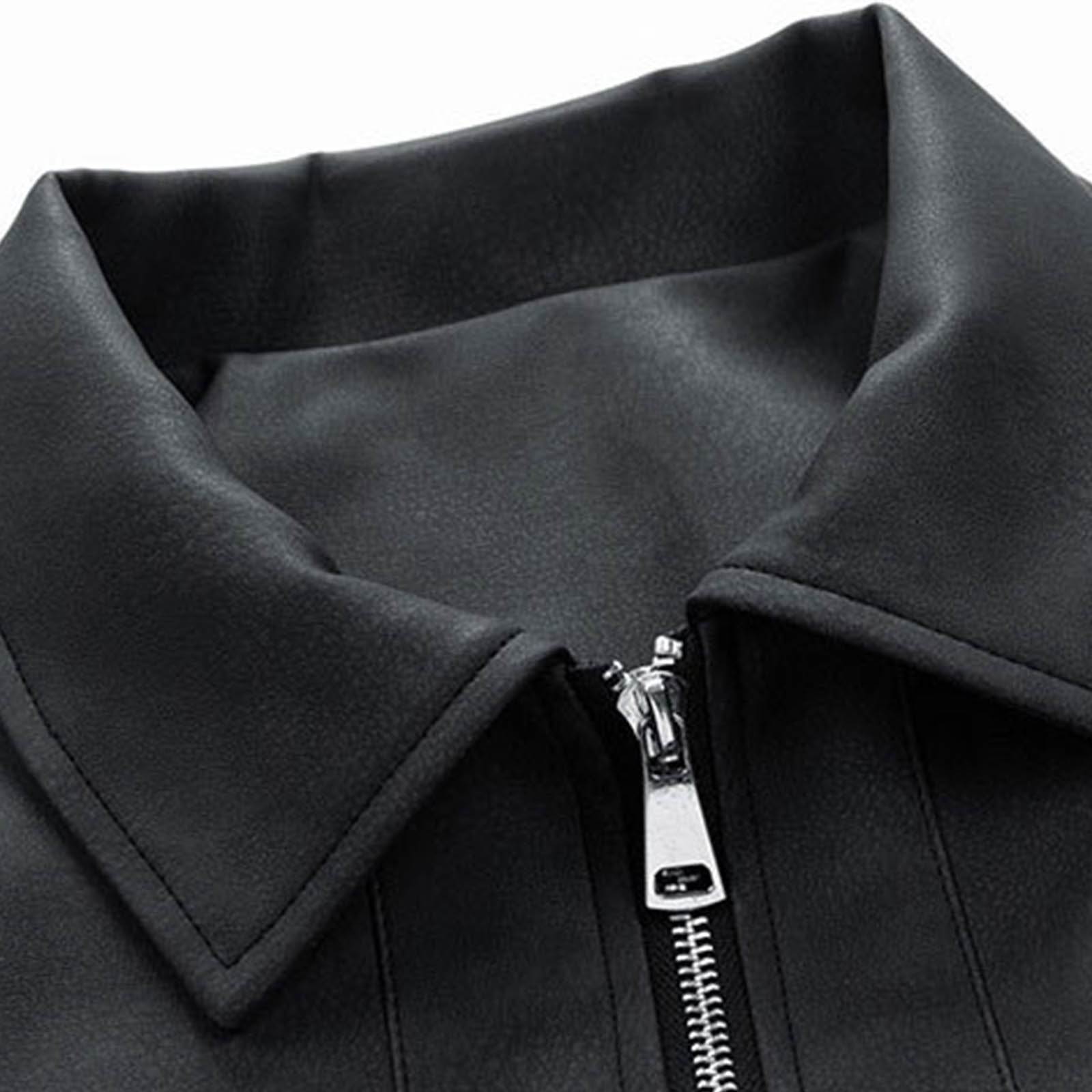 Suede Jacket for Men Loose Faux Leather Outwear Casual Full Zip Vintage Varsity Leather Bomber Jacket Jacket Windproof Black M
