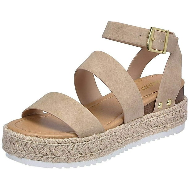 Soda women's open toe strappy espadrille shop flatform sandal