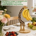 thumbnail image 6 of Wooden Giraffe Banana Hanger Stand with Stainless Steel Hook, Decorative Countertop Banana Holder & Fruit Display Rack for Kitchen Dining Table, Fruit Storage Organizer, Black, 16.56*6.97in, 6 of 9