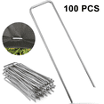 thumbnail image 1 of 100 clavos de tierra galvanizados para césped en forma de U para fijar césped artificial, tela de tierra, vellón de malezas, clavos de tierra, 1 of 8