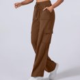 thumbnail image 4 of cFmduc Women's Cargo Sweatpants Drawstring High Waisted Wide Leg Pants Athletic Casual Baggy Sweat Pants with Pockets, 4 of 8