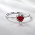 thumbnail image 2 of JeenMata Anillo de Bodas de Oro Blanco de 18 K sobre Plata con Piedra Natal de Enero y Granate en Forma de Corazón de 1 Quilate, 2 of 6