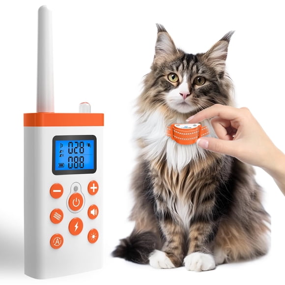 2-in-1 Cat Shock Collar with Remote, Shock Collar for Cats with Beep Vibration Shock & Auto Stop Meowing 4 Modes, 2300ft Cat Training Collar Effectiv