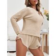 thumbnail image 7 of Avidlove Women Pajama Sets Waffle Knit Lounge Set Matching Long Sleeve Top and Shorts Loungewear Two Piece Sleepwear, 7 of 7