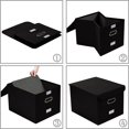 thumbnail image 6 of File Organizer Box - Set of 2 Collapsible Decorative Linen Filing Storage Hanging File Folders with Lids Office Cabinet Letter Size Black (15x12.2x10.75 inch), 6 of 6