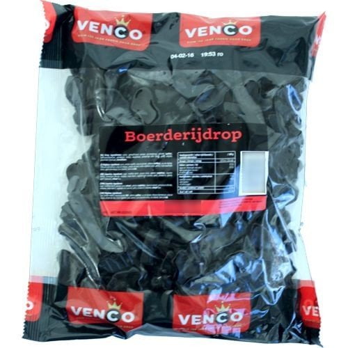 Venco Boerderij Drop Hard Zout / Farm Licorice Hard Salty Candy (1 KiloBag 2.2lbs)