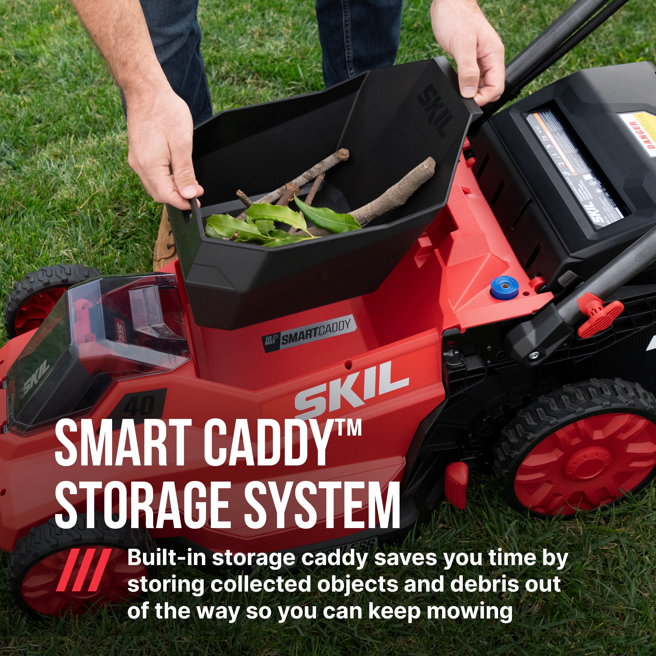 SKIL PWR CORE 40V Brushless 20-Inch Push Mower Kit with Smart Caddy, 7.5Ah Battery and 150W Charger, PM2010C-16