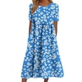 thumbnail image 3 of TaTaai Women's Plus Size Floral Print Dress with Short Sleeves, Round Neck, and Comfortable Relaxed Fit Gift, 3 of 7