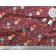 thumbnail image 3 of Soimoi Red Cotton Duck Fabric Snowflake,Leaves & Flower Floral Printed Fabric 1 Yard 42 Inch Wide, 3 of 3